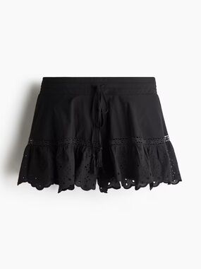 H&M Black Eyelet Tiered Women's Shorts